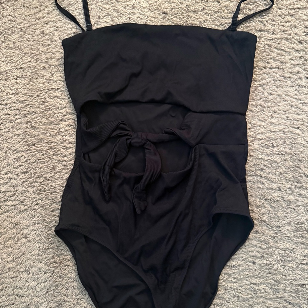 aerie Black One-Piece Cut Out Swimsuit